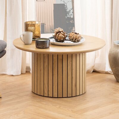 Table basse ronde 80x80x42 cm décor chêne naturel
