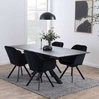 Table à manger 200x100x75,5 cm en céramique noire - BUGGIO