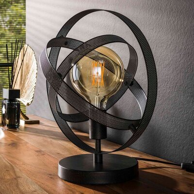 Lampe de table ronde 28x38 cm avec anneaux en métal noir