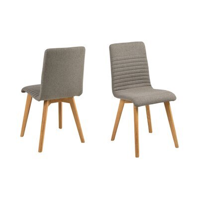 Lot de 2 chaises repas 42x43x90 cm en tissu gris clair et pieds chêne