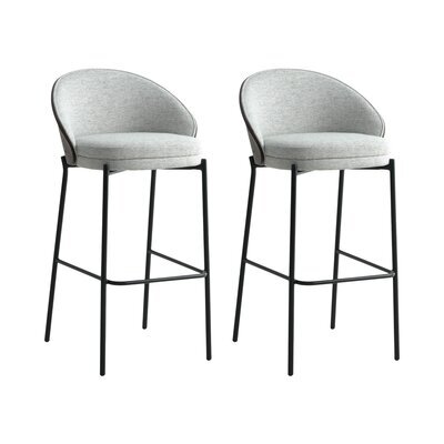 Lot de 2 chaises de bar 50,5x53,1x98,1 cm en tissu gris clair