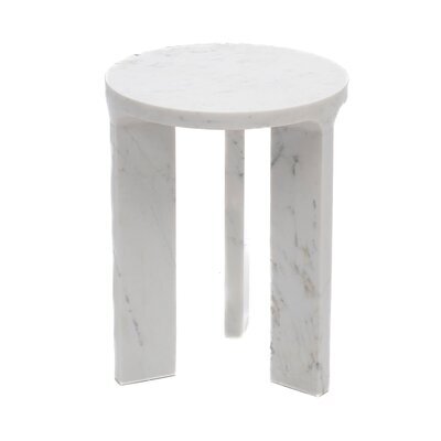 Table d'appoint ronde 35x46 cm en marbre blanc