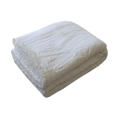 Plaid sherpa 130x180 cm en coton blanc