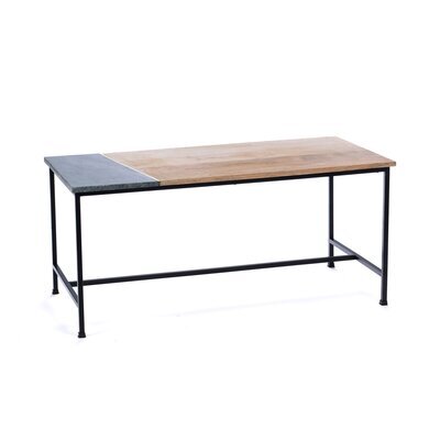 Table basse 100x50x45 cm en manguier et marbre vert et naturel - OLYRA