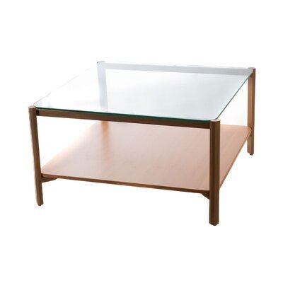 Table basse carrée 80x80x43 cm en verre naturel - ODYL