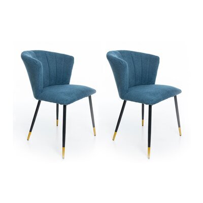 Lot de 2 chaises repas 56x58x81 cm en tissu bleu - ADLY
