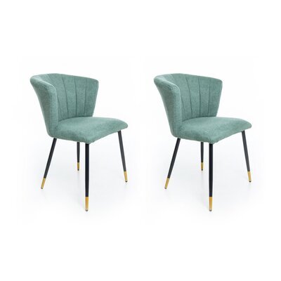 Lot de 2 chaises repas 56x58x81 cm en tissu vert émeraude - ADLY