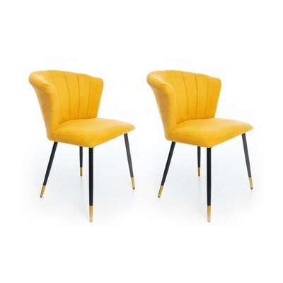 Lot de 2 chaises repas 56x58x81 cm en tissu moutarde - ADLY