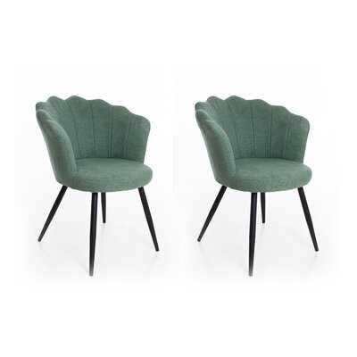 Lot de 2 chaises fleur 64x72x84 cm en tissu vert émeraude - FLOWY