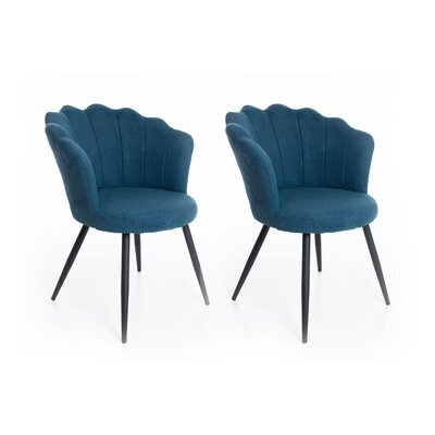 Lot de 2 chaises fleur 64x72x84 cm en tissu bleu marine - FLOWY