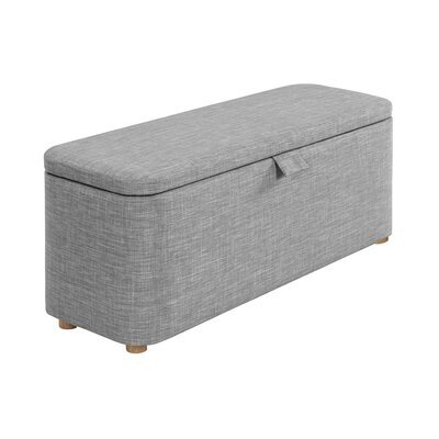 Bout de lit avec rangement 111x41x46 cm en tissu gris clair