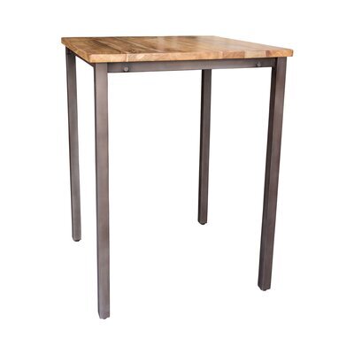 Table de bar carrée 75x75x100 cm en manguier et fer