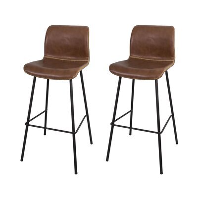 Lot de 2 chaises de bar 45x51x107 cm en tissu marron et fer noir