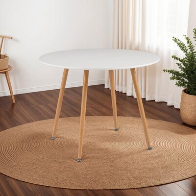 Table à manger ronde style scandinave 100x100x75 cm blanc - SCANDI