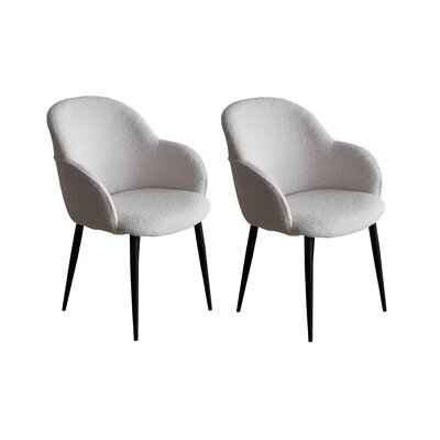 Lot de 2 chaises 59x63x83 cm en tissu bouclette blanc - SHERPA