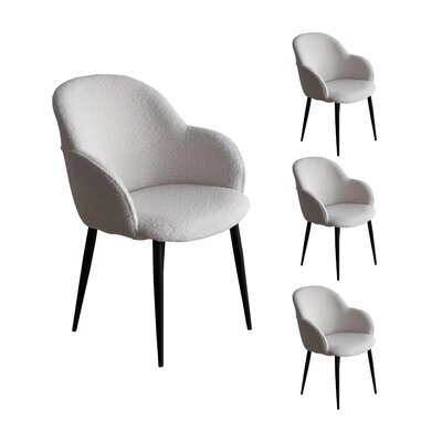 Lot de 4 chaises 59x63x83 cm en tissu bouclette blanc - SHERPA