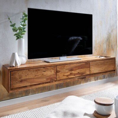 Meuble TV suspendu 160x35x25 cm en bois de sheesham massif