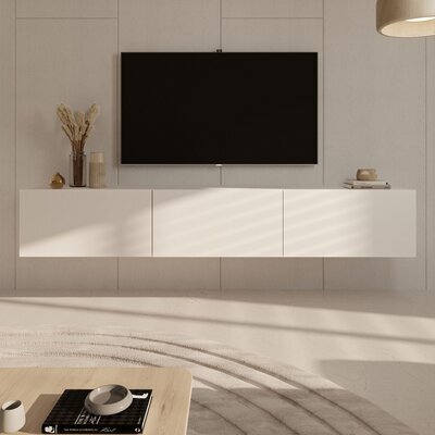 Meuble TV suspendu 3 portes 180x35x29,6 cm blanc - DALLYN