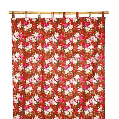 Rideau imperméable 135x250 cm rouge à motif fleurs
