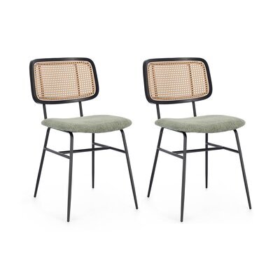 Lot de 2 chaises 45x59x80,5 cm en tissu vert et métal noir