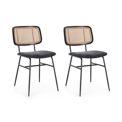 Lot de 2 chaises 45x59x80,5 cm en tissu gris foncé et métal noir