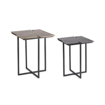 Lot de 2 tables d'appoint carrées 35 et 41 cm en aluminium