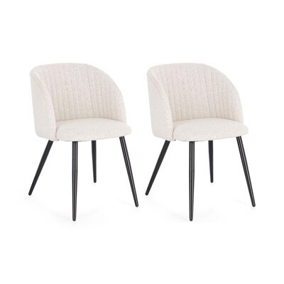 Lot de 2 chaises 53x57x81,5 cm en tissu bouclette ivoire