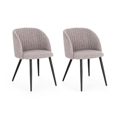 Lot de 2 chaises 53x57x81,5 cm en tissu bouclette gris