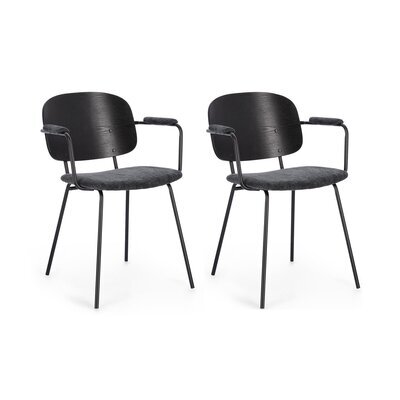 Lot de 2 chaises 57x60x80 cm en tissu gris foncé et bois noir