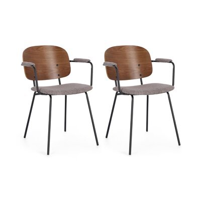 Lot de 2 chaises 57x60x80 cm en tissu gris et bois marron