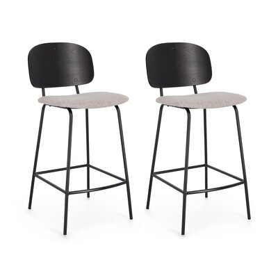Lot de 2 chaises de bar 43,5x52,5x93,5 cm en tissu écru et bois noir