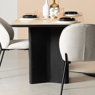 Table à manger 190x90x77 cm décor chêne et noir - STAWS