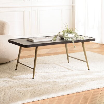 Table basse rectangulaire 120x61x48 cm en aluminium noir et doré